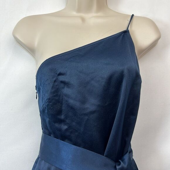Marissa Webb collective one shoulder tie dress Flaws size 0 Navy Blue - Picture 6 of 12